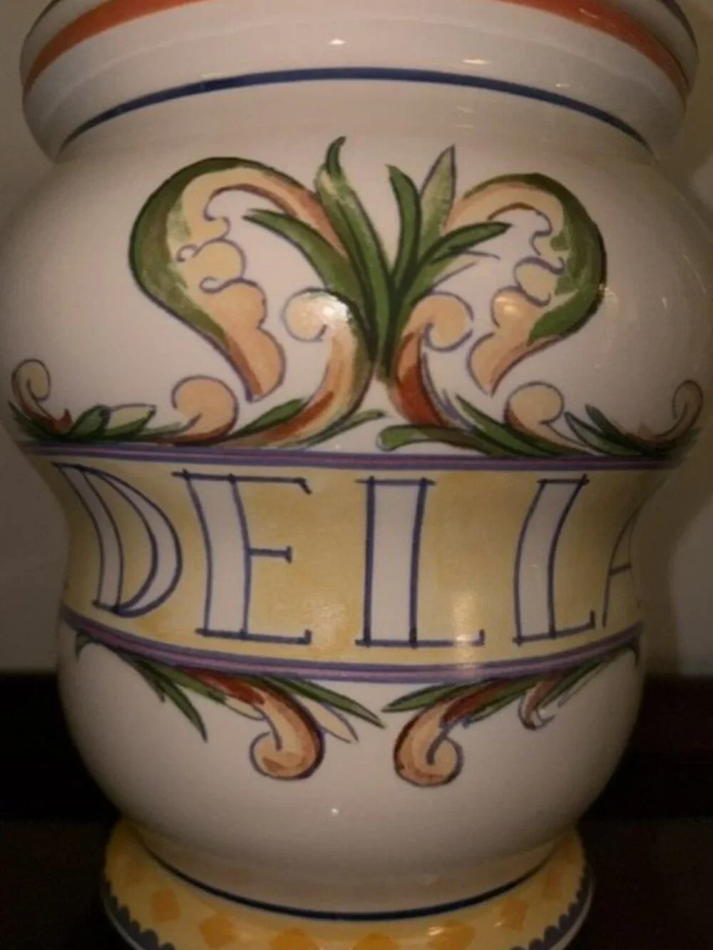 Pfaltzgraff Villa Della Luna Hand-Painted Italian Inspired Canister Jar 10.5